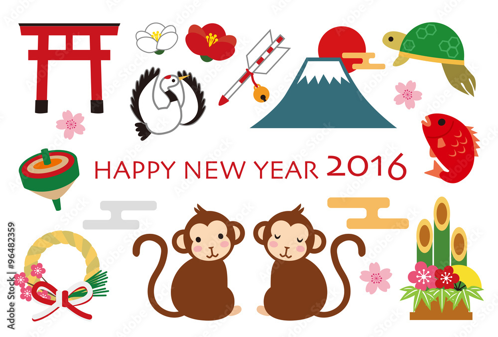 Fototapeta premium 年賀状 申年 素材