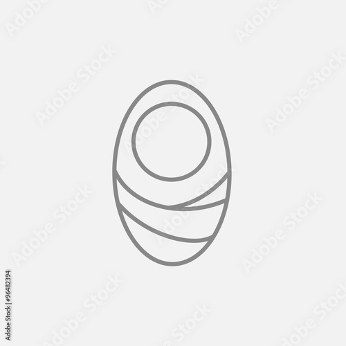 Infant wrapped in swaddling clothes line icon.