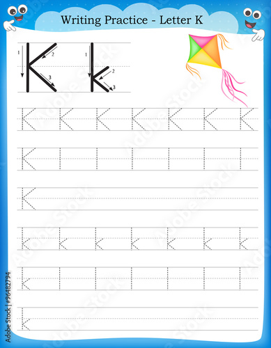 Writing practice letter K