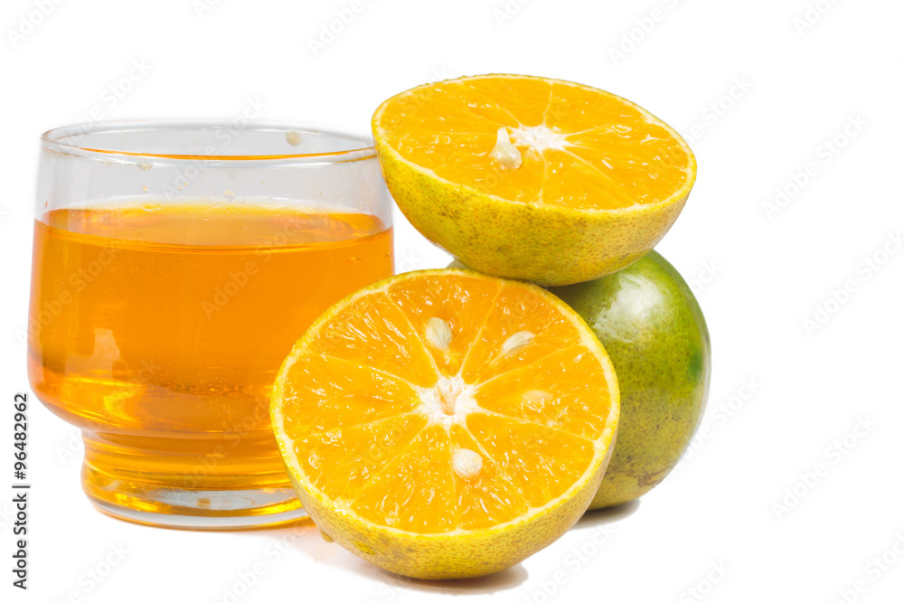 Orange juice and slices of orange isolated on white
Orange juice and slices of orange isolated on white