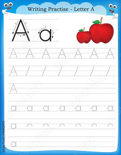 Writing practice letter A