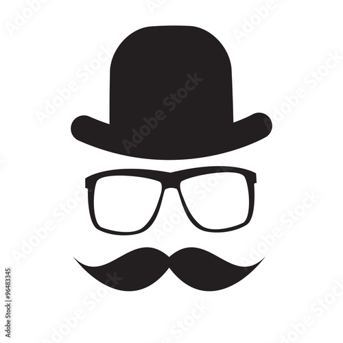 Cute Handdrawn Glasses, Hat and a Mustache Vector Illustration