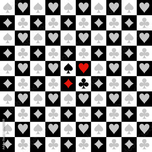 Card Suit Chess Board Black White Background Vector Illustration