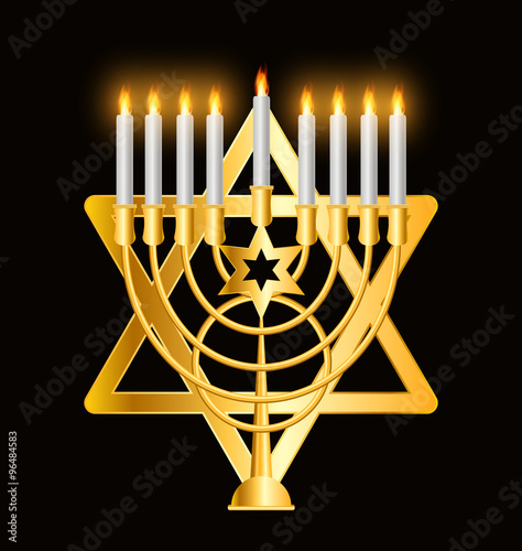 Happy Hanukkah, Jewish Background. Vector Illustration. 