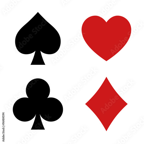 Fotografering Playing card spade, heart, club, diamond suit flat icon for apps and websites
