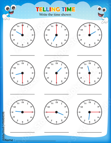 Telling time worksheet.