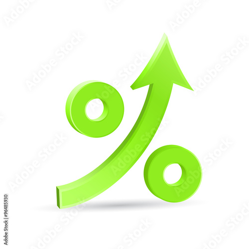 Percent up arrow 3d icon