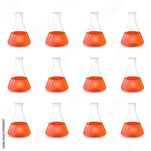 Red conical flasks, scientific background