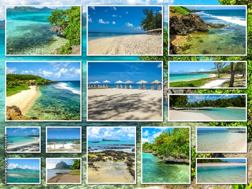 Mauritius white beaches collage