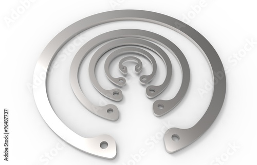 retaining rings on a white background