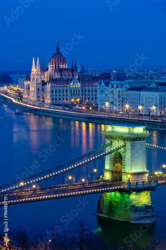 The Parliament and tha Chain Bridge, Budapest, Hungary © horizonphoto