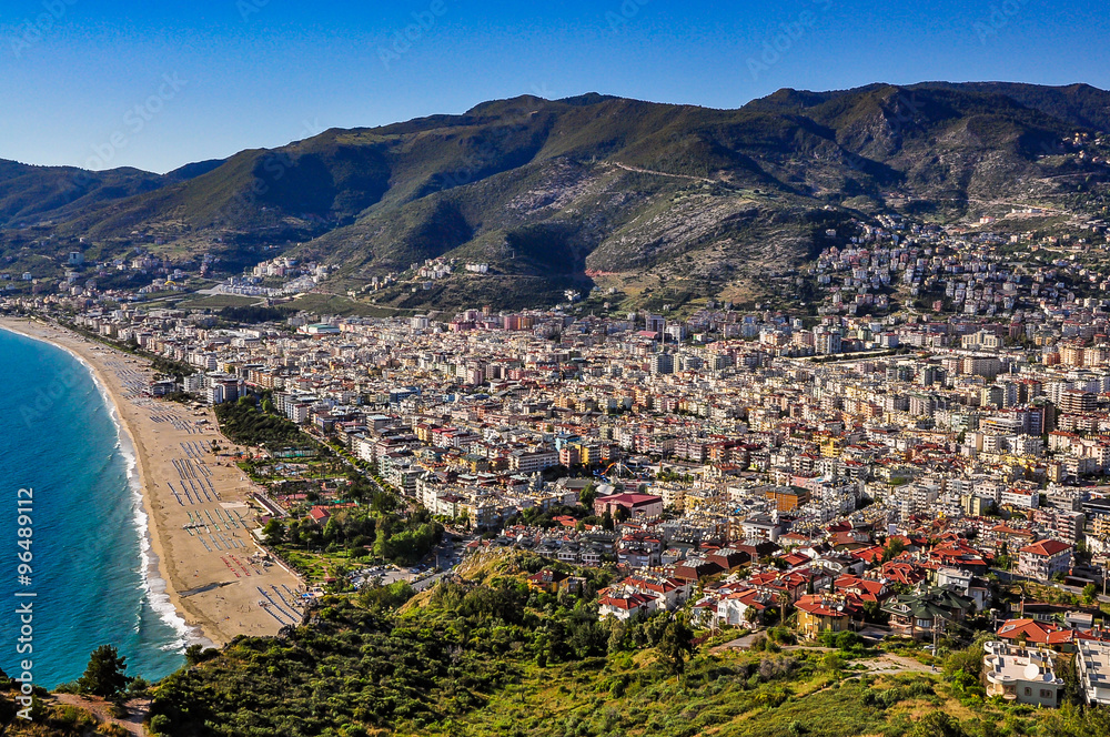 Panoramic view of Alanya and Cleopatra beach from Alanya Castle
