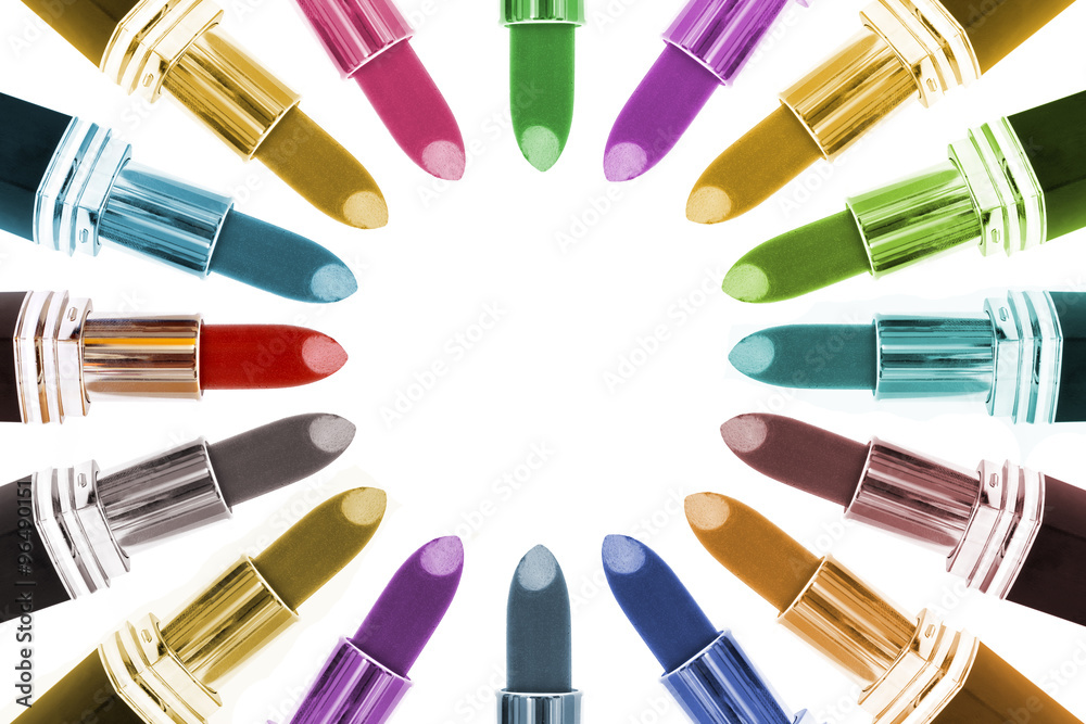 Multiple shades of lipsticks making a circle design Multiple shades of lipsticks making a circle design