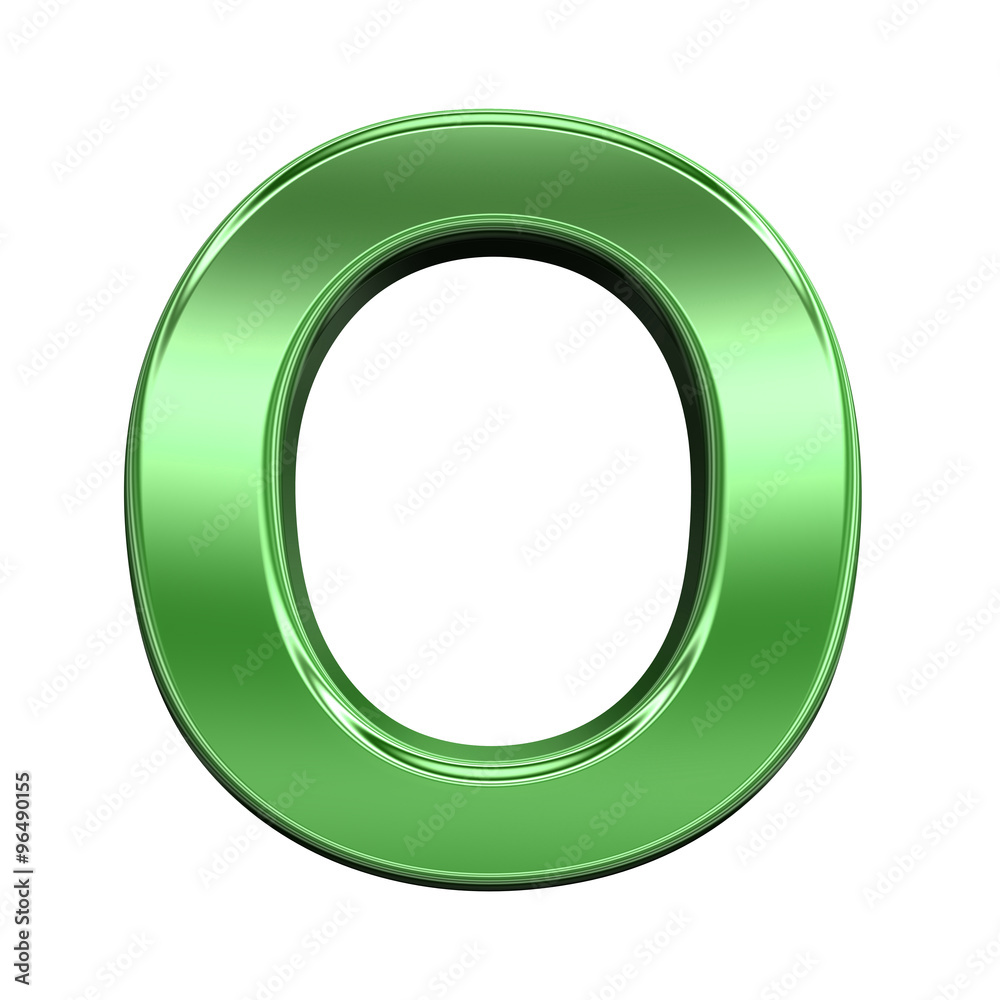 One letter from shiny green alphabet set, isolated on white. Computer generated 3D photo rendering. One letter from shiny green alphabet set, isolated on white. Computer generated 3D photo rendering.