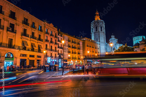 Reina square in Valencia at night