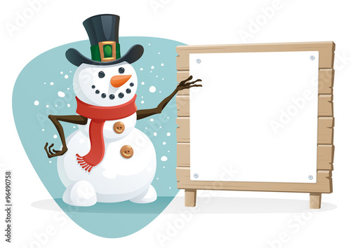 Snowman with blank sign