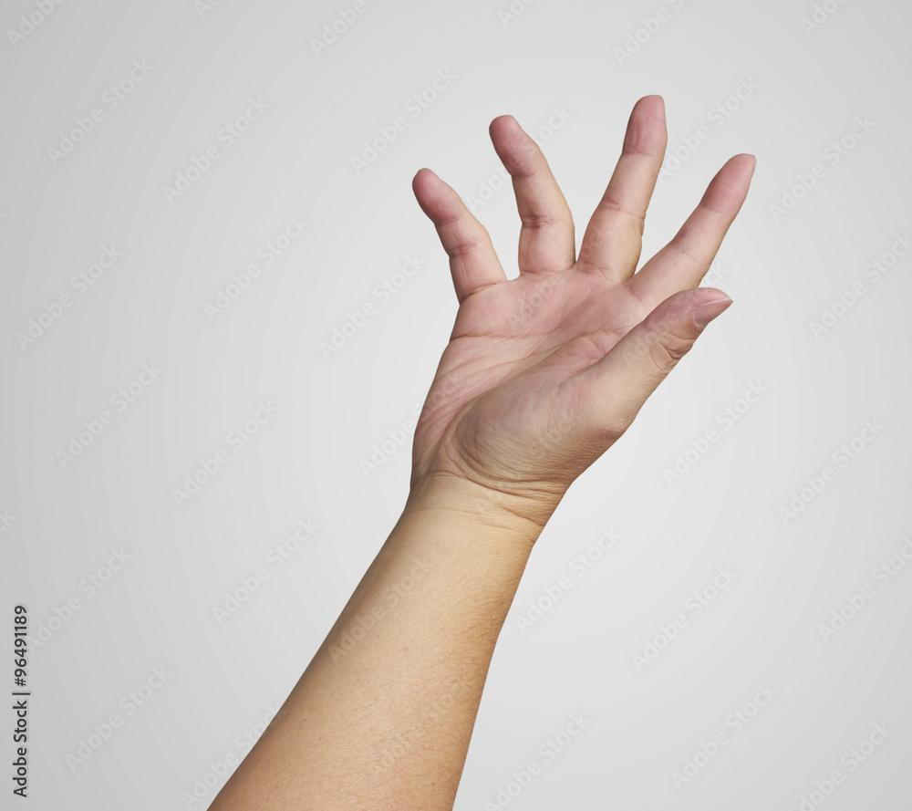hand symbol that means five on white background, with clipping path hand symbol that means five on white background, with clipping path
