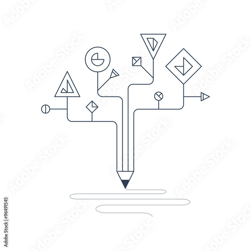 Successful creative writing components. Scientific research. Education technology. Screenwriting and storytelling concept.