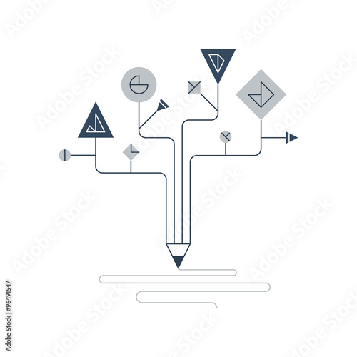 Successful creative writing components. Scientific research. Education technology. Screenwriting and storytelling concept.