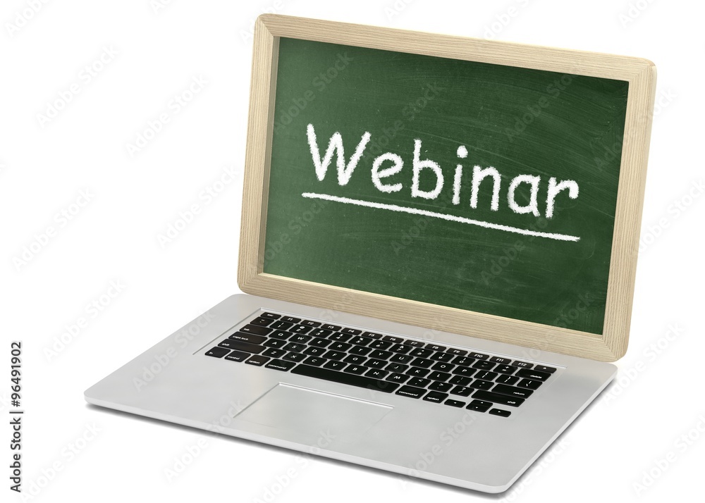 Laptop with chalkboard, webinar, online education concept Laptop with chalkboard, webinar, online education concept