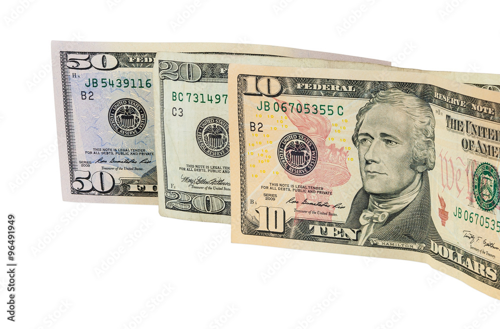 Dollar banknotes on white background Dollar banknotes on white background