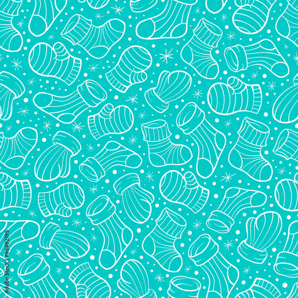 Christmas mittens and socks doodles seamless pattern Christmas mittens and socks doodles seamless pattern
