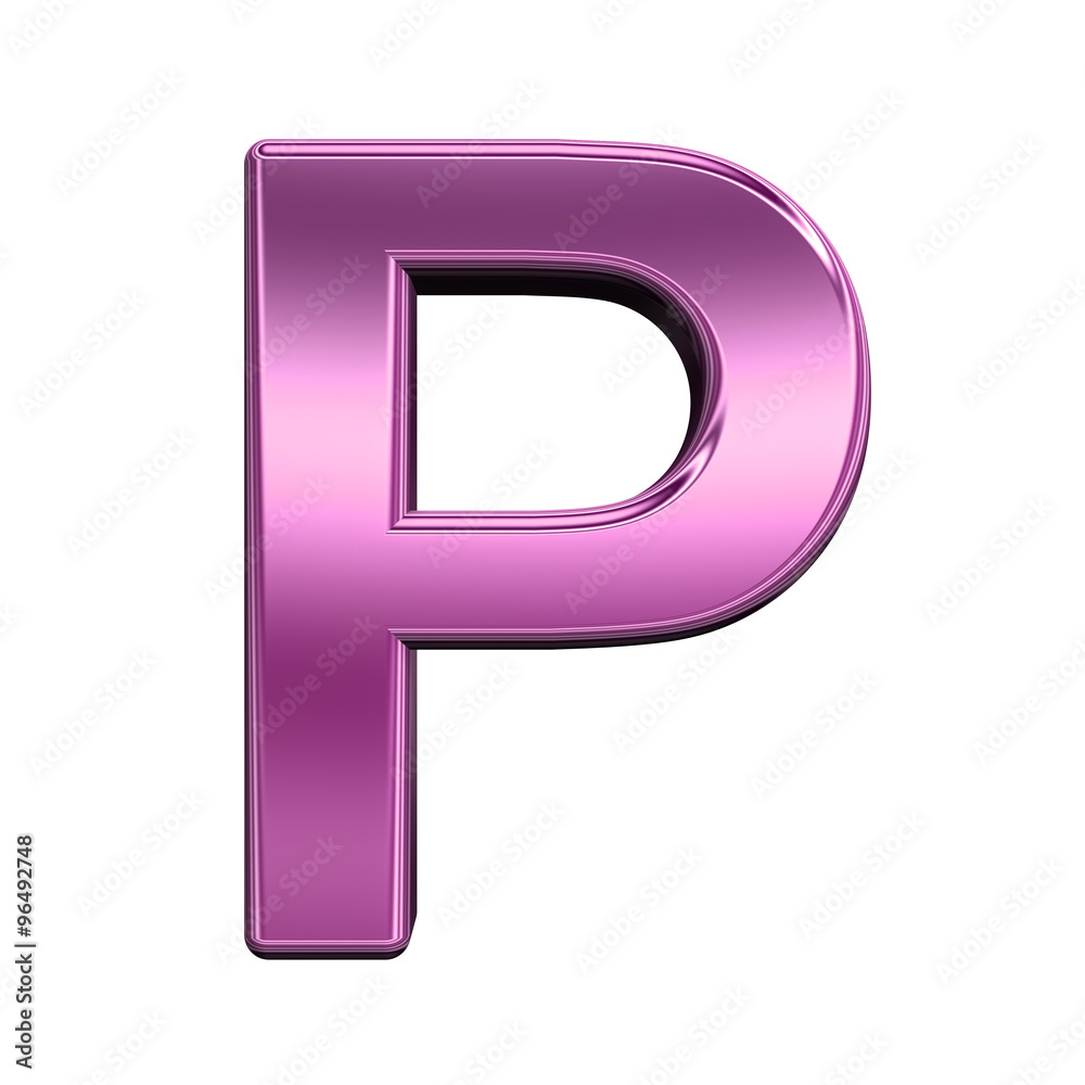 One letter from shiny pink alphabet set, isolated on white. Computer generated 3D photo rendering. One letter from shiny pink alphabet set, isolated on white. Computer generated 3D photo rendering.