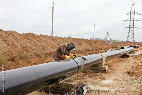 Welding works on gas pipeline
