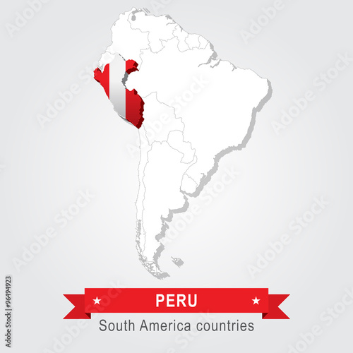 Peru. All the countries of South America. Flag version.