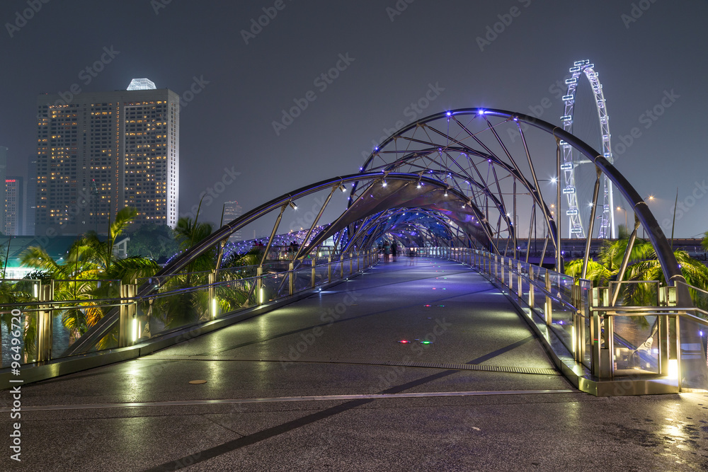 Fototapeta premium Helix Bridge in Singapore by night
