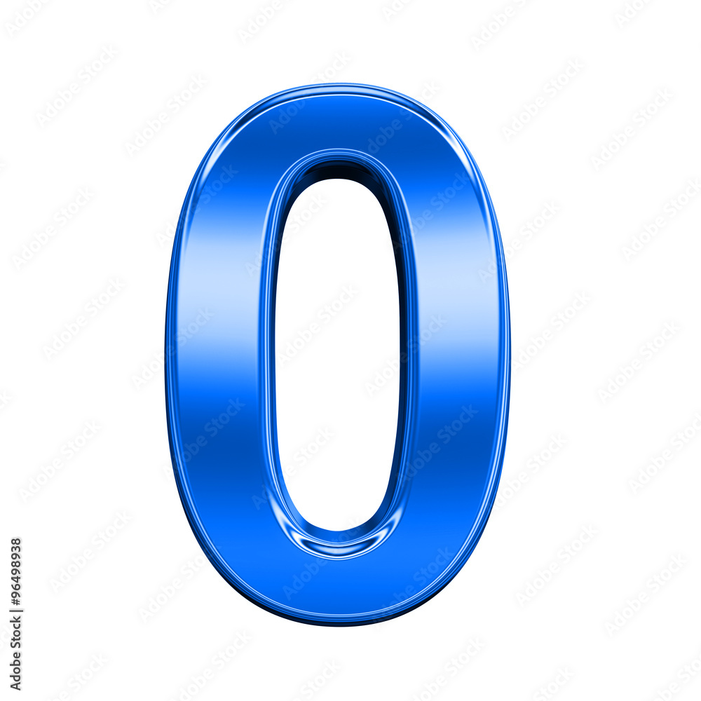 One digit from shiny blue alphabet set, isolated on white. Computer generated 3D photo rendering. One digit from shiny blue alphabet set, isolated on white. Computer generated 3D photo rendering.