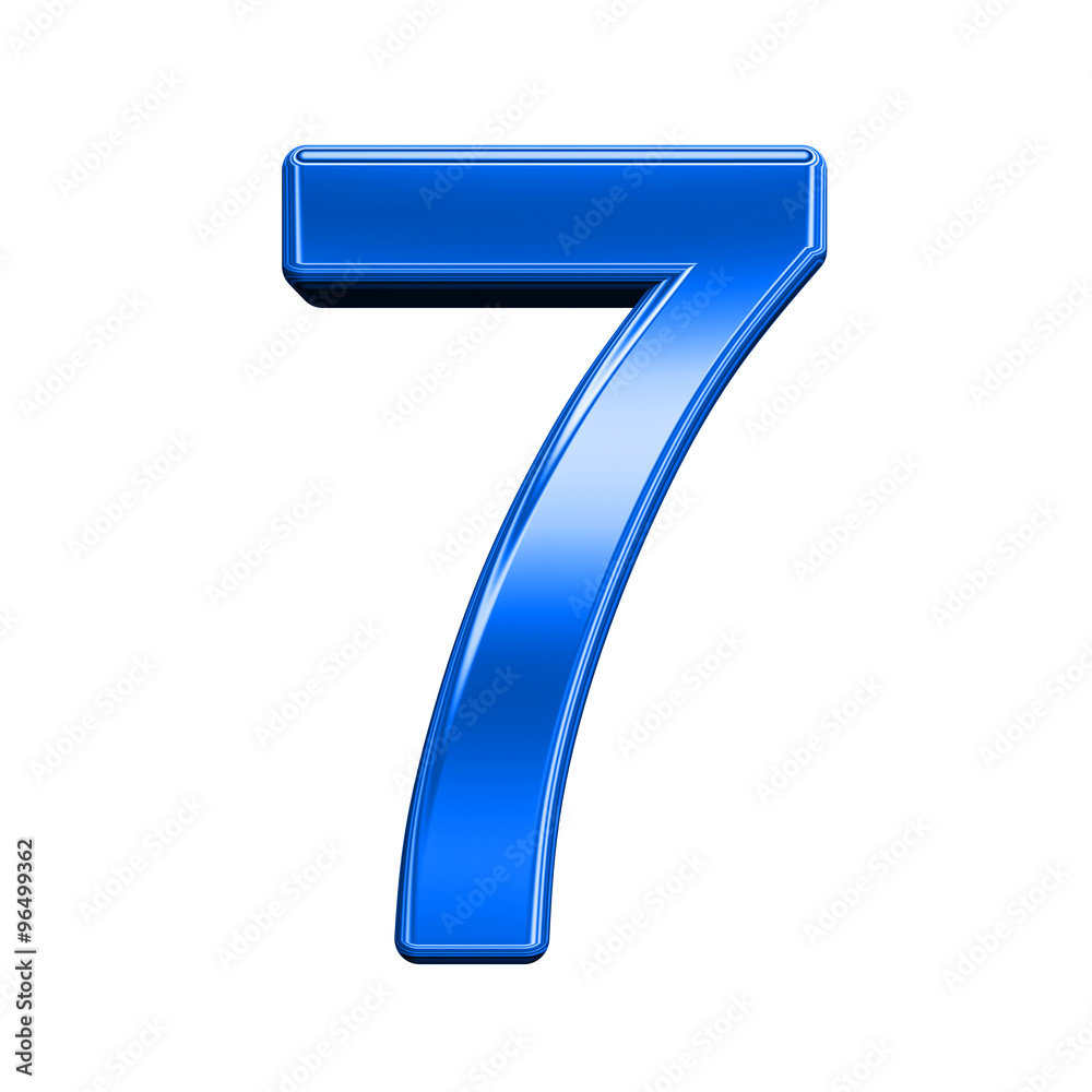 One digit from shiny blue alphabet set, isolated on white. Computer generated 3D photo rendering. One digit from shiny blue alphabet set, isolated on white. Computer generated 3D photo rendering.