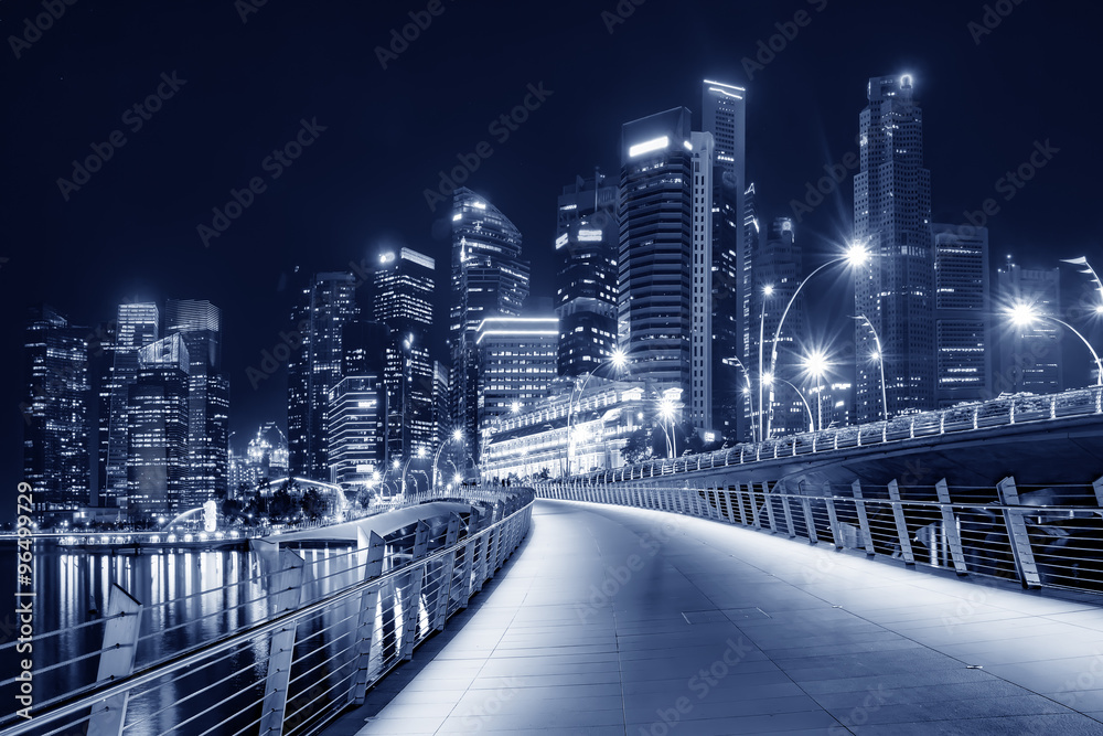 Singapore downtown night view