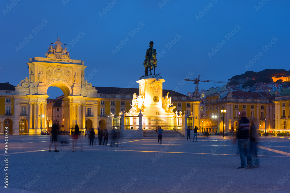 Commerce Square in Lisbon at night