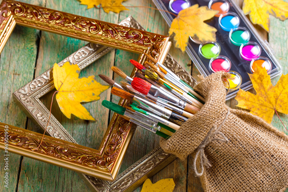 Fototapeta premium Paints and brushes 