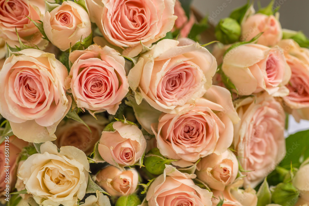 Beautiful wedding bouquet of beige roses Beautiful wedding bouquet of beige roses