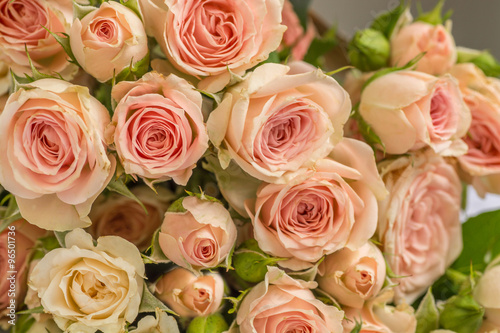Beautiful wedding bouquet of beige roses