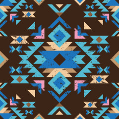 Handdoek met foto Bruin patronen Kleurrijk tribal patroon etnische stijl  © Marina Gorskaya