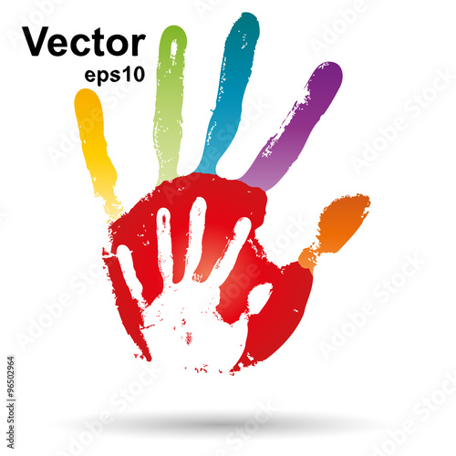 Vector conceptual mother and child hand print isolated