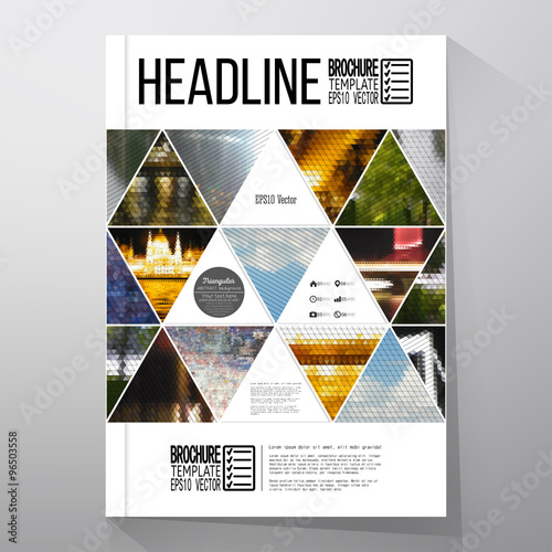 Business templates for brochure, flyer or booklet. Abstract multicolored background of nature landscapes, geometric vector, triangular style illustration