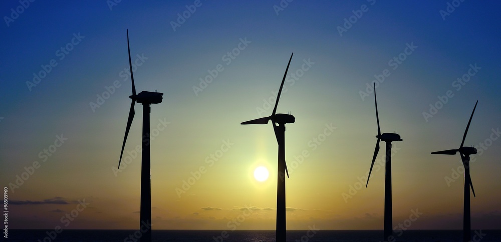 Wind park at sunrise