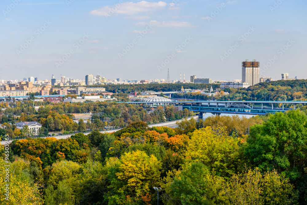 View of Moscow from the observation platform on the Sparrow hills, Moscow, Russia