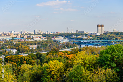 View of Moscow from the observation platform on the Sparrow hills, Moscow, Russia