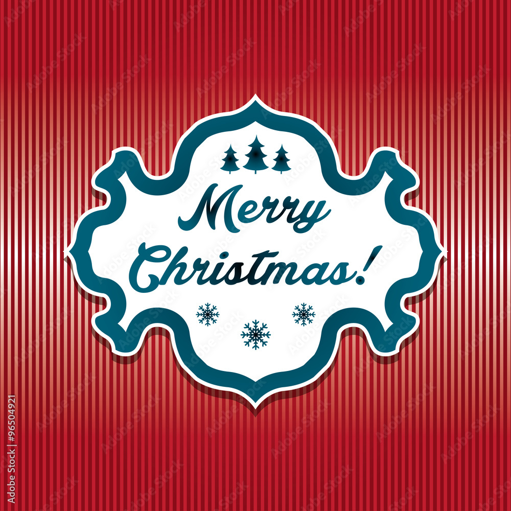 Illustration winter label with text Merry Christmas. Vector