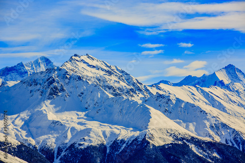 Winter landscape in Swiss Alps photo