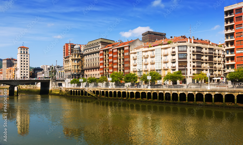 Embankment of  Ibaizabal river. Bilbao, Spain