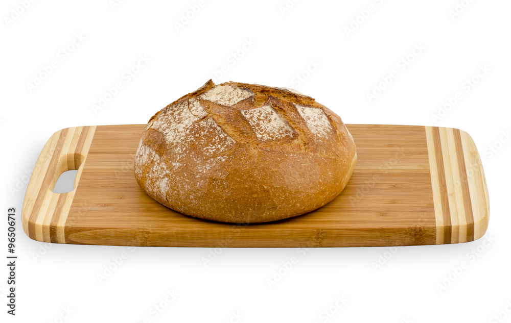 Bread on board  on white background - isolated