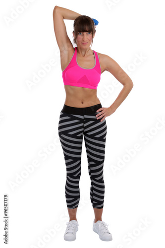 Junge Fitness Frau beim Sport Workout Training mit Hantel Trizep