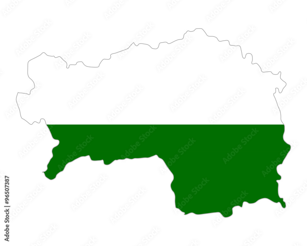 Obraz premium Karte und Fahne der Steiermark