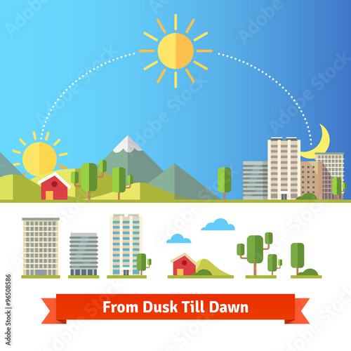 Scenic view of city and rural landscape